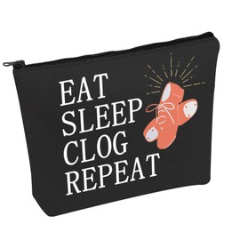 PWHAOO Clog Dance Cosmetic Bag Eat Sleep Clog Repeat Cosmetic Bag Clog Dancer Gift Clogger Dance Lover Gift (Sleep Clog B)