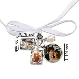 Memorial Wedding Bouquet Charm Mom Dad Picture Frame Wedding Remembrance Charm for Bride Flower Bouquet Charms for Wedding Memory Grandma Grandpa Photo Frame Christmas Ornaments Tree Decorations
