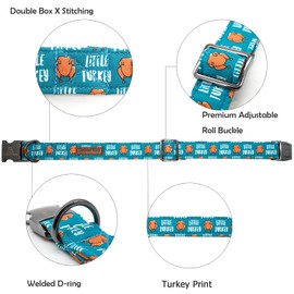 Lionheart glory Thanksgiving Dog Collars Turkey Fall Dog Collar Heavy Duty Adjustable Dog Collar for Large Dogs Female or Male Dog Collar Pet Gift Cute Blue Collars