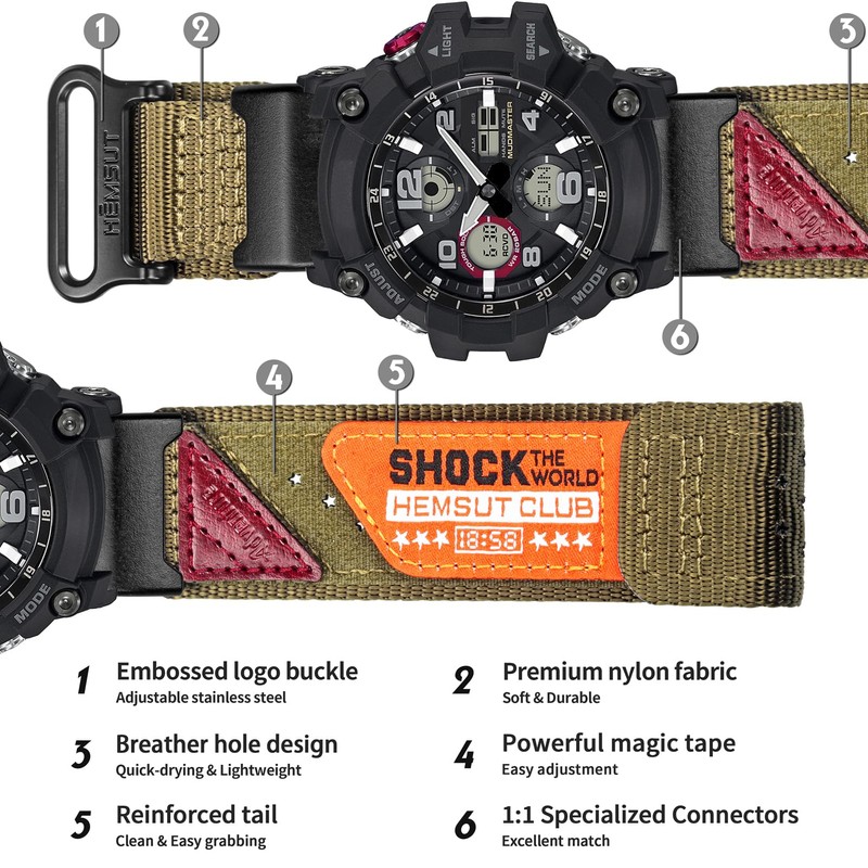 Watch Band Strap for Casio G-shock GG-1000/GWG-100/GSG-100,Super Rugged Nylon Sports