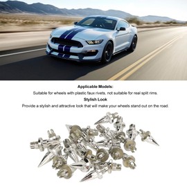 Keenso 25 Pcs Wheel Rivet Nut, Wheel Rim Rivet Nut Spike Rim Lip Riveta for Wheels with Plastic Faux Rivets (Silver)