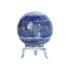 Sodalite Diamond Cut Ball with Metal Stand Sphere Ball Natural Gemstone for Healing Crystals Crystal Balls for Witchcraft Chakra Balancing Spiritual Gift Home Decor Size :- 50 mm