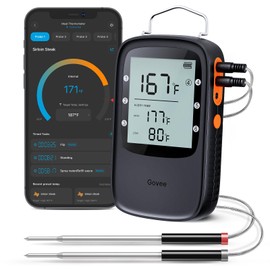 Govee Bluetooth Meat Thermometer, Wireless Meat Thermometer for Smoker Oven, Digital Grill Thermometer with 2 Probes, Timer Mode, Smart LCD Backlight BBQ Thermometer for Cooking Turkey Fish Beef