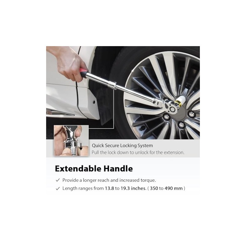 FIRSTINFO - Llave de carraca extensible flexible de 1/2 pulgada