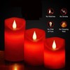 Roomsily Flameless Battery Operated Flickering Candles:3PACK Red Real Wax Pillar