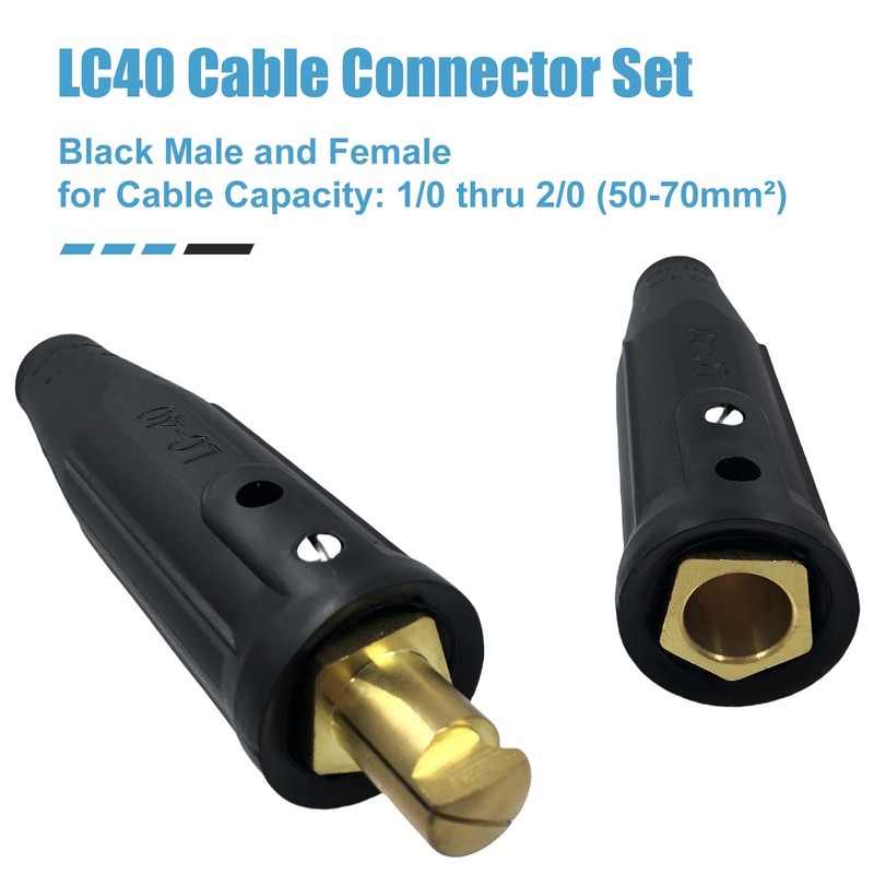 LC-40 Welding Cable Quick Connector Set, Black Male and Female