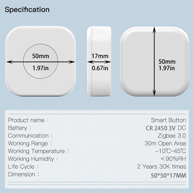 Byttlerom Tuya Zigbee Wireless Mini Switch One Key Push Button