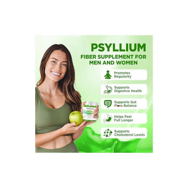 Psyllium Husk Gummies, 1500mg Psyllium Husk Fiber Supplement with Probiotics,