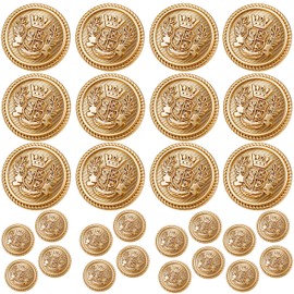 Gold Buttons for Blazer, 28pcs Metal Blazer Buttons for Clothes, 18mm/0.7IN 23mm/0.9IN Replacement Shank Buttons Sewing for Suit Coat Sweater Jacket DIY Crafts