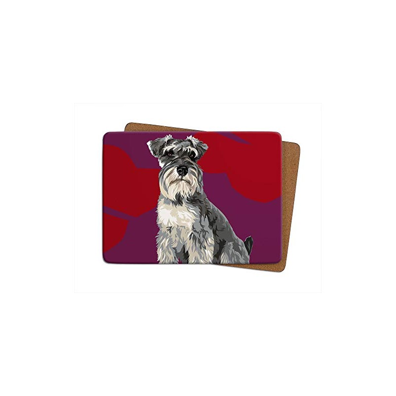 Set of 4 Schnauzer Placemats - 4 non-slip, Cork-backed Table