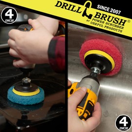 Cordless Drill Attachment - Scrub - Scour- Drill Pads - Hard Water Stain Remover - Soap Scum - Mold - Mildew - Mineral - Rust - Calcium - Limescale - Acid Rain - Pool Tile - Granite - Shower Doors