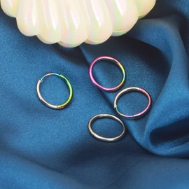 Longbeauty 4 Pieces 16G Seamless Piercing Rings Stainless Steel Septum Rings Nose Rings Lip Rings Earrings Hoops Tragus Cartilage Helix Conch Rook Daith Colourful Black Gold Rose Gold, Stainless Steel