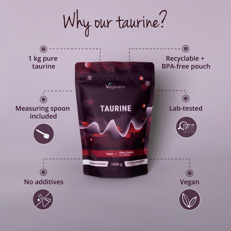 Vegavero L Taurine Powder 1kg | 3000 mg Daily Dose