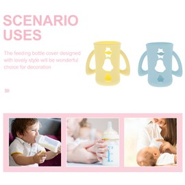 4pcs Baby Bottle Protector Glass Baby Bottle Sleeve Covers Silicone Sleeve Bottom Base Glass Baby Bottle Cover Bottles for Infant Products Three Generations Non-Slip