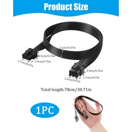 6 Pin EPS to 6 + 2 Pin Male to Male PCIe Cable, With Premium Tinned Copper Core for Reliable Power Delivery for Thermaltake, ARESGAME Modular GPU Cable 78cm