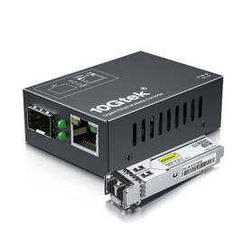 10Gtek [Mini Size] Gigabit Ethernet Media Converter, MultiMode Dual LC Fiber to Ethernet RJ45 Converter for 10/100/1000Base-Tx to 1000Base-SX(with a SFP MMF 850-nm Module), UL Certified, up to 550-m