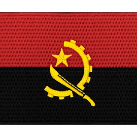 EmbTao Angola National Flag Patch Embroidered Badge Biker Applique Iron On Sew On Emblem