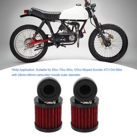 Aramox Pack of 2 Motorcycle Air Filter 90 Degree Bend Air Filter 28 to 48 mm Universal for 50 70 90 125 Moped Scooter ATV Dirt Bike (Black Red)