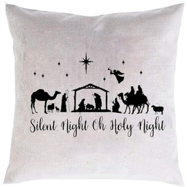 FaceYee Christmas Nativity Scene Silent Night Oh Holy Night Pillows Cushion Covers Jesus Baby Decoratives Two Side Linen Color:16