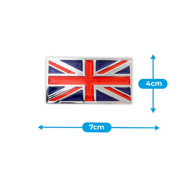 Simply CB49 Union Flag Chrome Badge, 70 x 35 mm