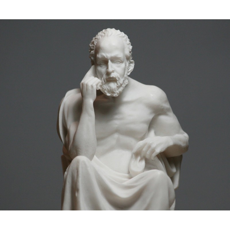 Greek Philosopher Socrates Alabaster Statue Sculpture Athens Academy 6.7 inches