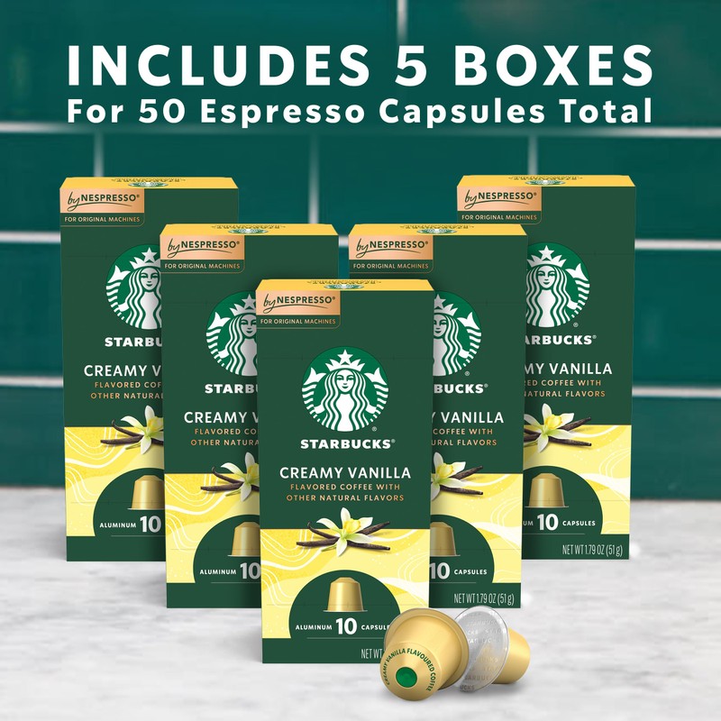 Starbucks by Nespresso Original Line Vanilla Flavored Coffee, 50-count Espresso