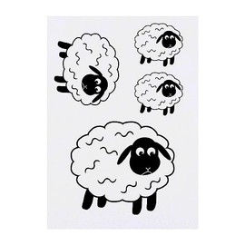 4 x 'Sheep' Temporary Tattoos - Water Resistant, Skin-Safe, Non-Toxic Transfers, Mixed Sizes (TO00060880)