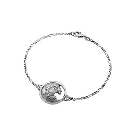 HG HAZE & GLORY - Bracelet men's in 925 sterling silver, jewelry men's, silver bracelet with oxidized pendant, wave, Tide, 7.09-7.48 inches