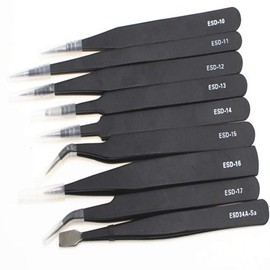 9 in 1 Precision ESD Tweezers Set for Craft Electronics, Jewelry-Making and Laboratory Work