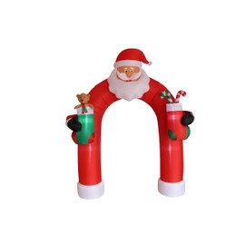 9 Foot Tall Giant Christmas Inflatable Santa Claus Archway Arch with Teddy Bear Sugar Cane Cute LED Lights Lighted Blowup Party Decoration for Outdoor Indoor Home Garden Family Prop Yard
