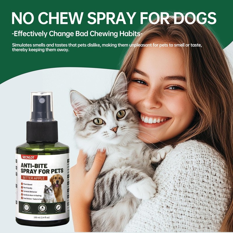 SECIVLOT Bitter Apple Spray for Dogs, No Chew Training Aid