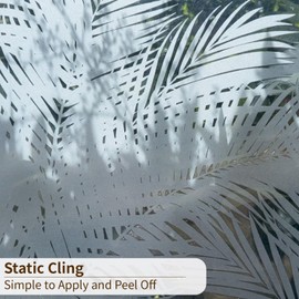 ChicSkin Modern Botanical Frosted Window Privacy Film, Etched Glass Window Film Decorative Abstract Plants, Thickened Floral Shadow Palm Leaf Window Cling Privacy Film 22.83"X47.24"