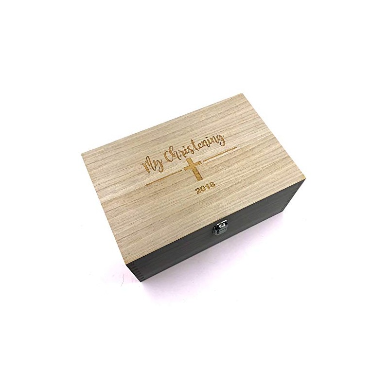 ukgiftstoreonline Large Wooden Christening Keepsake Memories Box Gift