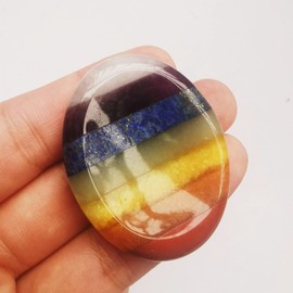 Manekieko Natural 7 Chakra Colour Crystal Thumb Worry Stone, Stress Relax Healing Reiki Crystal Bag Palm Stones