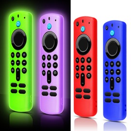 (4 Pack) ONEBOM Silicone Protective Remote Case Cover, Silicone Cover Skin| Glow in The Dark(Blue&Purple&Red&Green)