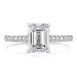 Bo.Dream 2ct Emerald Cut Cubic Zirconia Engagement Rings For Women Platinum Plated Sterling Silver Size 9