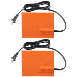 4 x 5in Car Engine Silicone Pad Heater - Self-Adhesive, 2Pcs Oil Pan Heater Pad Car Truck Oil Pan Heater Pad for Metal Surface with 194°F Thermal Protector & 68" Power Cord（150W 120V）