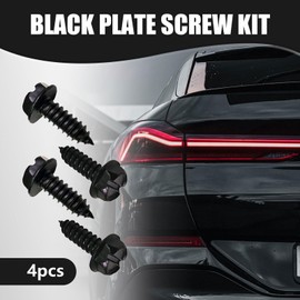Nowkont Pack-4 Car License Plate Frame Screw Kit, Stainless Steel Rust-Proof Hexagonal Head Fastener, Front and Rear License Plate Frame Shock-Proof Bolt Replacement, Universal for Cars (Black)