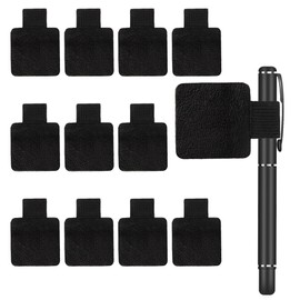 AUXBC 12Pcs Self-Adhesive Pen Loop Holder with Elastic Band, Notebook Pencil Holders Elastic Loop Holder for Notebook, Journal, Calendar, Black