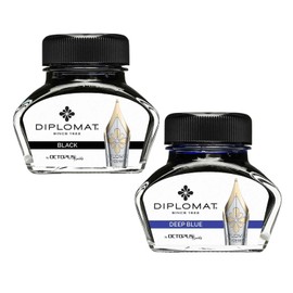 Diplomat Octopus 60ml Ink, Black, Deep Blue Ink (D41001002, D41001043) Fountain Pen Ink (30ml Each Ink Bottle, 2 Pack)