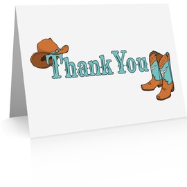 Cowboy Western Thank You Cards (24 Foldover Cards and Envelopes)