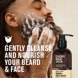 Every Man Jack Beard + Face Wash - Vanilla & Cedar Fragrance - Cleans & Softens Your Beard and Skin - Naturally Derived w/Aloe and Glycerin- 6.7 fl oz (2 Pack)