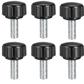 TA-Vigor M5 x 15mm Male Thread Knurled Clamping Knobs Grip, 6Pcs Thumb Screw on Type Round Head Clamping Handle Bolt with Plastic Knobs