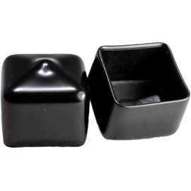 Made in USA Prescott Plastics 0.75" Inch Square Vinyl Plug Insert (4 Pack), Black Flexible Rubber End Cap for Metal Tubing, Fence, Glide Insert for Pipe Post, Chairs and Furniture