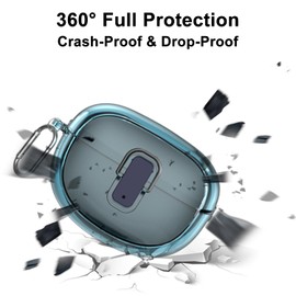 [Upgrade Lock] Case for Bose Ultra Open Earbuds(2024), VAEKNVG Shock-Absorbing Protective Armor Cover for Bose Ultra Open Earbuds Accessories, TPU Hard Shell with Carabiner (Clear Blue)