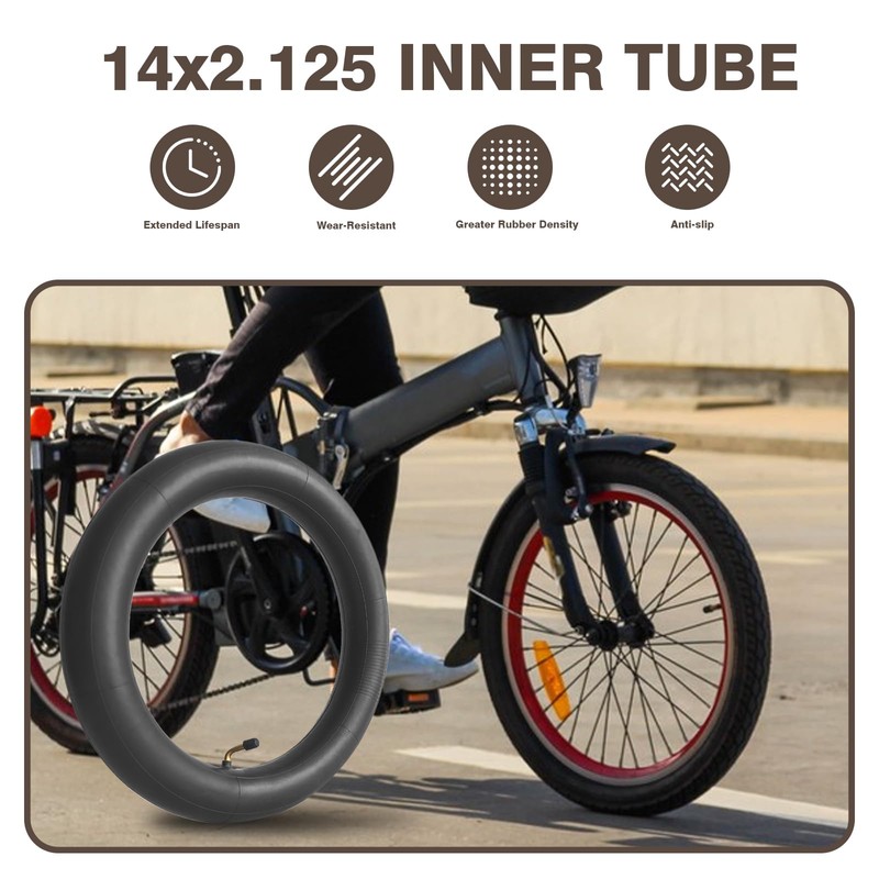 2 Pack 14x2.125 Bike Inner Tubes, 14 Inch Replacement Tire