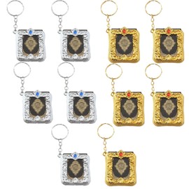 Eterspr Pack of 10 Mini Ark Quran Book, Vintage Key Rings, Muslim Keychain, Quran Pendant, Suitable for Muslim Bag, Purse, Car Decor, Gold, silver