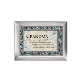 Cottage Garden Grandma Joy to My Life Endless Love Silvertone Jewelry Music Box Plays Wind Beneath My Wings