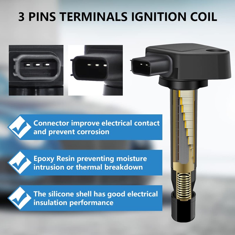 Performance Master Set of 4 Ignition Coils & Pigtail Connector