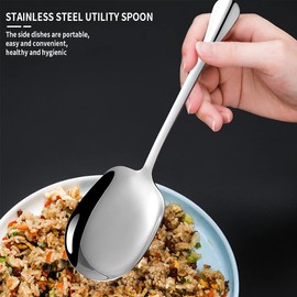 Serving Spoon Made of Stainless Steel, 2 Pieces Salad Servers Stainless Steel, Ordinary Rice Spoon for Hotel Restaurants, 25 cm and 20 cm Serving Spoon, Filling Spoon, Suitable for Kitchen and Dining